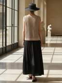 Women's High-end Old-money Style Commuter Knitted Vest And Cupro Dress Set ZMZ2763B5K