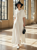 Women's High-end Old-money Style Pure Cotton Short-sleeved Maxi Dress ZMZ2893B3K