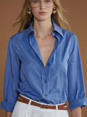 Women's American Retro Tencel Blend Shirt And Skirt Set (belt Not Included) ZMZ2886A8K