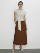 Women's Commuter Style Cotton And Linen Blend Skirt ZMZ1789A0K