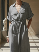 Women's Casual Linen Waist-cinching Midi Dress ZMZ2752A6K