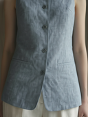 Women's Premium Elegant Cotton And Linen Blend Vest And Trousers Set ZMZ0244B8K