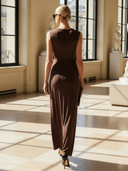 Women's Elegant Cotton Blend Sleeveless Fitted Maxi Dress ZMZ2576B2K