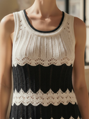 Women's Elegant Knitted Fitted Round Neck Sleeveless Maxi Dress ZMZ2797B5K