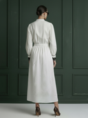 Women's Minimalist Commuter Pure Cotton Embroidered Long-sleeved Dress Maxi Dress ZMZ1072B9K