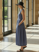 Women's Fashionable And Elegant Pure Cotton Sleeveless Slim-fit Maxi Dress ZMZ1260B2K