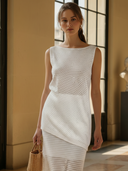 Women's Italian-style Romantic Vacation Knit Vest And Skirt Set ZMZ0431B5K