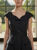 Women's Old-fashioned Commuter Lyocell Blend Silm Fit Maxi Dress ZMZ1139B4K