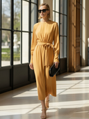 Women's High-end Old-money Style Lyocell Blend Long-sleeved Midi Dress ZMZ1457B8K