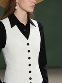 Women's Premium Old Money Style Cupro Silk Shirt And Cotton Blend Vest And Trousers Set ZMZ3007A0K