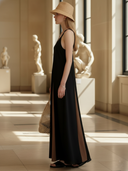 Women's High-end Old-money Style Pure Cotton Patchwork Sleeveless Maxi Dress ZMZ2716B6K