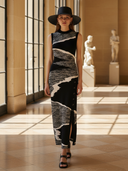 Women's High-end Old-money Style Knitted Slim-fit Sleeveless Maxi Dress ZMZ2544B1K