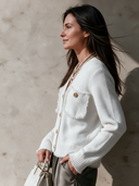 Women's Retro Casual Solid Color Cotton Yarn Frayed Edge Button Cardigan ZMZ1115I2ZJY