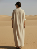 Women's Casual Cotton And Linen Blend Embroidered V-neck Maxi Dress ZMZ2002A4K