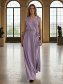Women's Old-fashioned Lyocell Sleeveless V-neck Maxi Dress ZMZ1245B2K