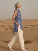 Women's Premium Vintage-style Ramie Vest And Cotton Blend Pants Set ((includes Inner Tank Top) ZMZ1475B3K