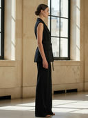 Women's Minimalist Commuter Cotton-blend Vest And Pants Set ZMZ3081A3K