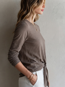 Women's Classic Casual Slub Cotton Long-Sleeve Crew Neck T-Shirt ZMZ0244G3ZYY
