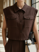 Women's French-style Elegant Cotton Blend Shirt And Trousers Set ZMZ3099A7K