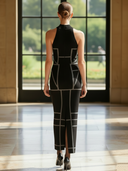 Women’s Minimalist High-End Knitted Sleeveless Fitted Maxi Dress ZMZ1276B8K