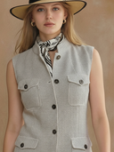 Women's Premium Old-money Style Textured Blended Fabric Vest ZMZ3067A9K