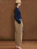 Women's American Retro Style Tencel Blend Shirt And Pants Set (scarf Not Included) ZMZ2812A5K