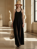 Women's High-end Old-money Style Pure Cotton Patchwork Sleeveless Maxi Dress ZMZ2716B6K