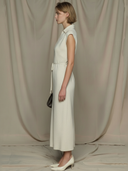 Women's Minimalist And Elegant Cotton And Linen Blend Sleeveless Maxi Dress ZMZ2745A5K