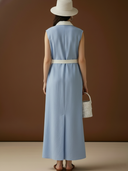 Women's Premium Minimalist Cotton And Linen Blend Sleeveless Maxi Dress ZMZ0388B7K