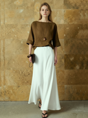 Women's Premium Old Money Style Tencel Linen Blend T-shirt And Skirt Set ZMZ2978A7K