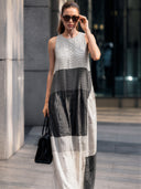 Women's Color Block Striped Sleeveless Maxi Dress With Pockets ZMZ3041D9YZH