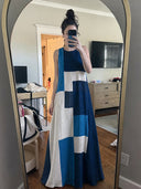 Women's Retro Casual Geometric Print Round Neck Sleeveless Midi Dress ZMZ1547D4ZJY