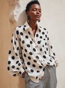 Women's Stylish Cotton Polka-Dot Long-Sleeve Shirt ZMZ1028G5SWL