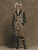 Women's American Retro Casual Leopard Print V-Neck Knit Midi Vest Dress ZMZ0728H6ZYY