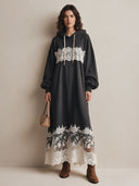 Women's Fashionable Hooded Sweatshirt Dress With Lace Paneling ZMZ2875H8SWL