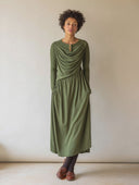 Women's Stretch Crew-Neck Button-Front Midi Dress ZMZ1396H6XT