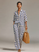 Women's Geometric Print Shirt And Wide-Leg Pants Two-Piece Set ZMZ0464H3XT