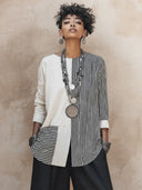 Women's Retro Cotton Patchwork Three-Quarter Sleeve Top ZMZ1978H1SWL