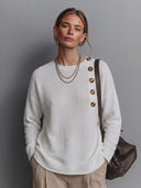 Women's Classic Casual Ribbed Crew-Neck Long-Sleeve Loose T-Shirt ZMZ1093H6ZYY