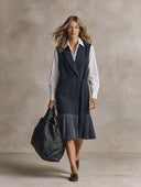 Women's Urban Sleeveless Suit Collar Midi Dress ZMZ0838I1XT