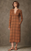 Women's Slim-Fit Plaid Knit Midi Dress ZMZ0431H9XT