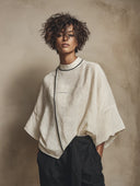 Women's Minimalist Cotton Linen Loose-fitting Batwing Three-quarter Sleeve Shirt ZMZ1903H0XT