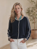 Women's Vintage-Style Elegant Round-Neck Single-Breasted Knit Cardigan ZMZ2124H8ZYY