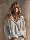 Women's Street Casual Sequined Mesh Sleeve Hoodie ZMZ2575H9XT