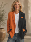 Women's Classic Casual Color-Block Lapel Single-Breasted Blazer ZMZ2445H9ZYY