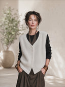 Women's Vintage-style Elegant V-neck Single-breasted Knit Vest ZMZ1970H1ZYY