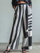 Women's Casual Retro Cotton-Linen Printed Loose Wide-Leg Pants ZMZ2896E4ZYY