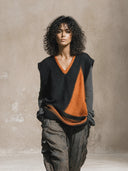 Women's Color-Block V-Neck Knit Sweater Vest ZMZ2458H5XT