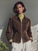 Women's American Retro Casual Faux Suede Zip-Front Jacket ZMZ1514I3ZYY