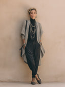 Women's Classic Light Gray Open-Front Long-Sleeve Knit Cardigan ZMZ0733H0SWL
